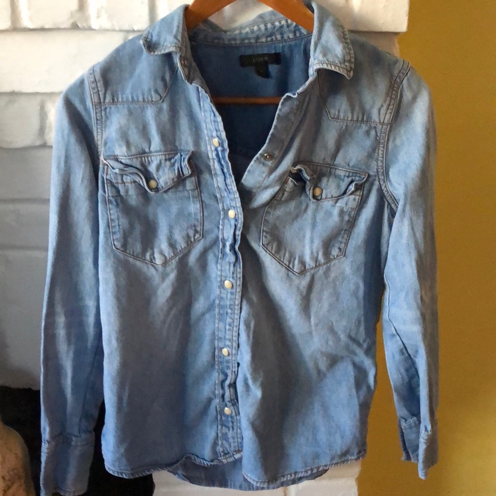 J. Crew denim button-down shirt women’s 4